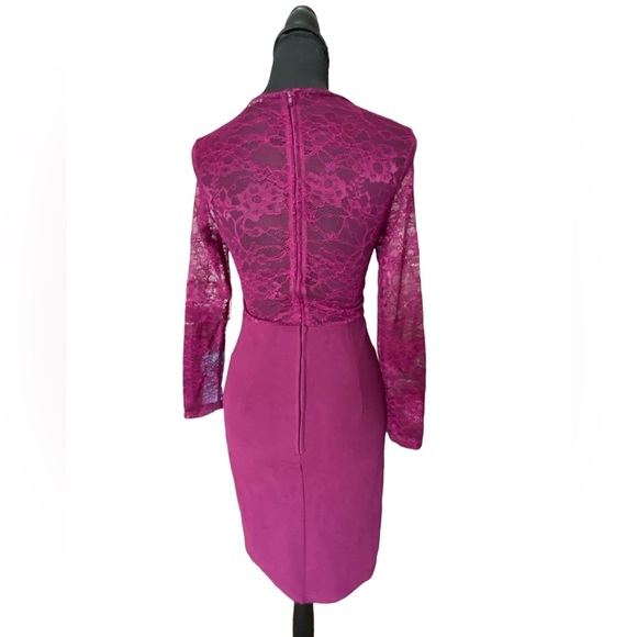 Vintage Charlotte Russe Amaranth Magenta Lace Pencil Dress - Picture 3 of 14